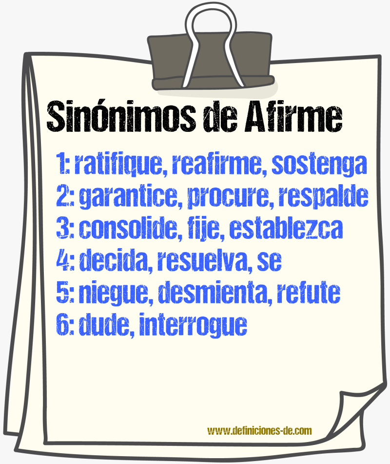 Sinónimos de afirme