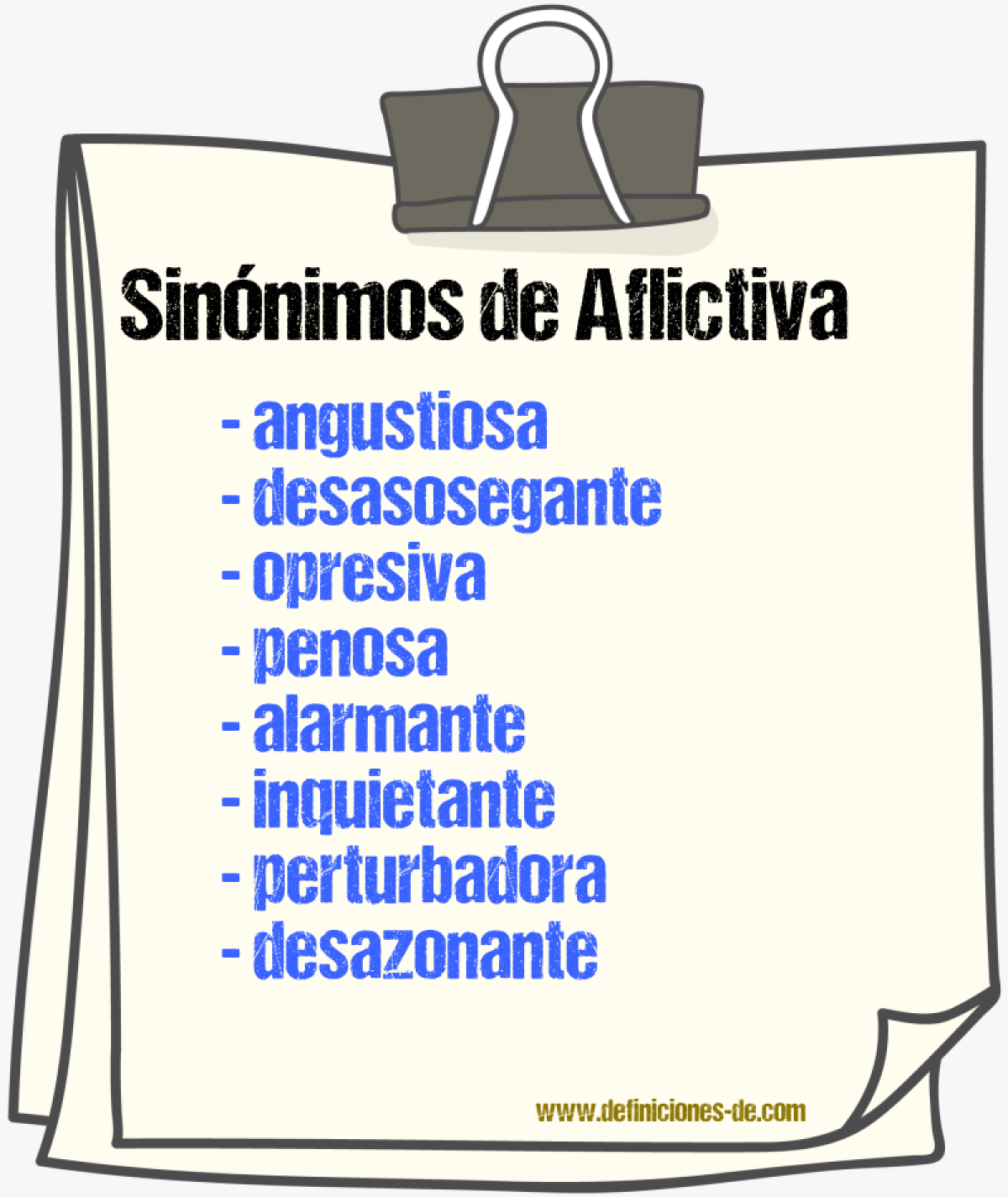 Sinónimos de aflictiva