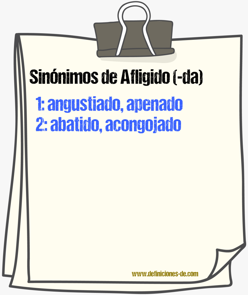 Sinnimos de afligido