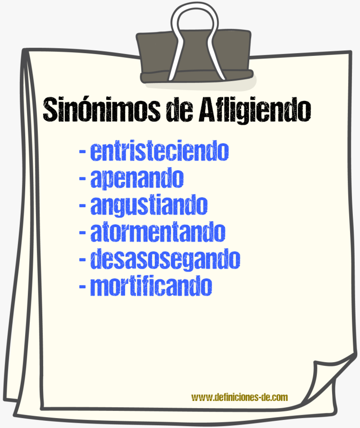 Sinónimos de afligiendo