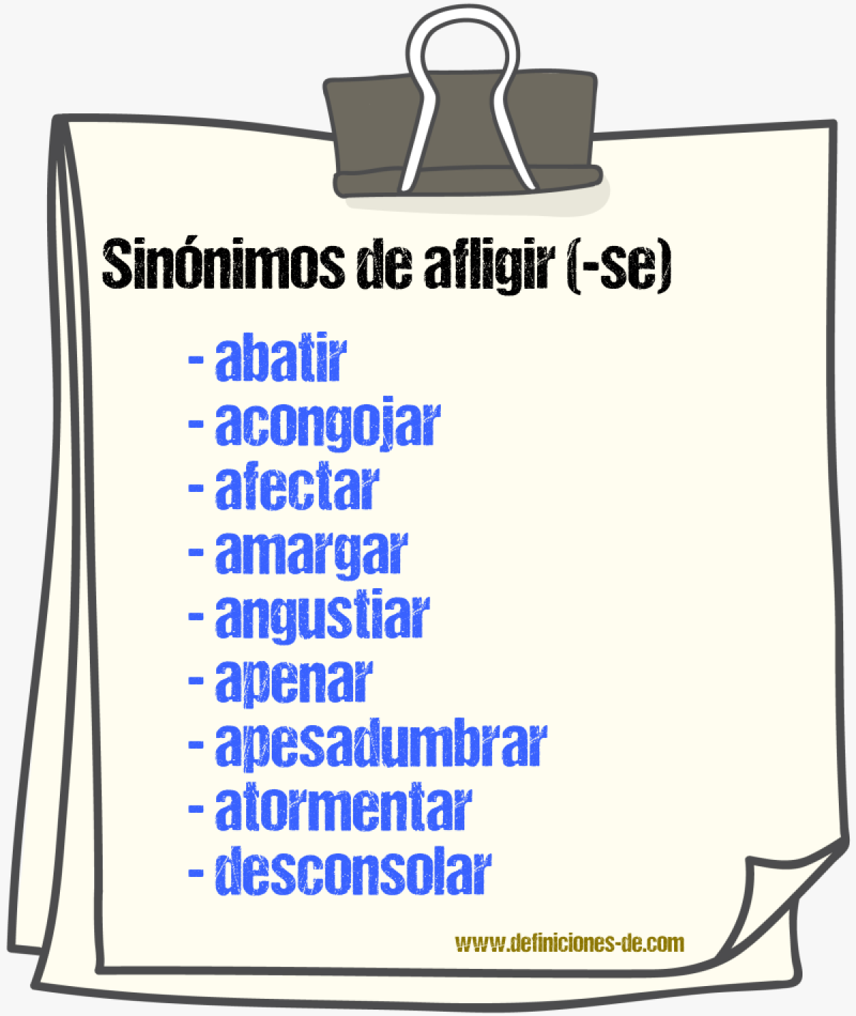 Sinnimos de afligir