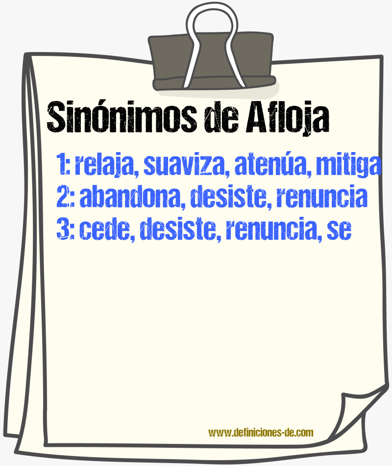 Sinónimos de afloja