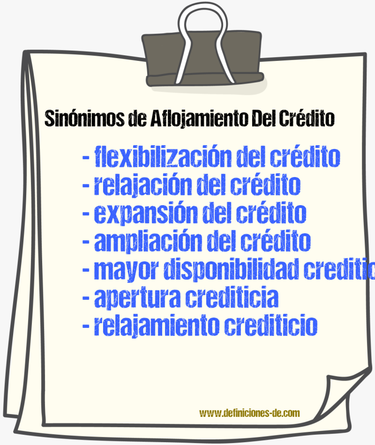 Sinónimos de aflojamiento del crédito