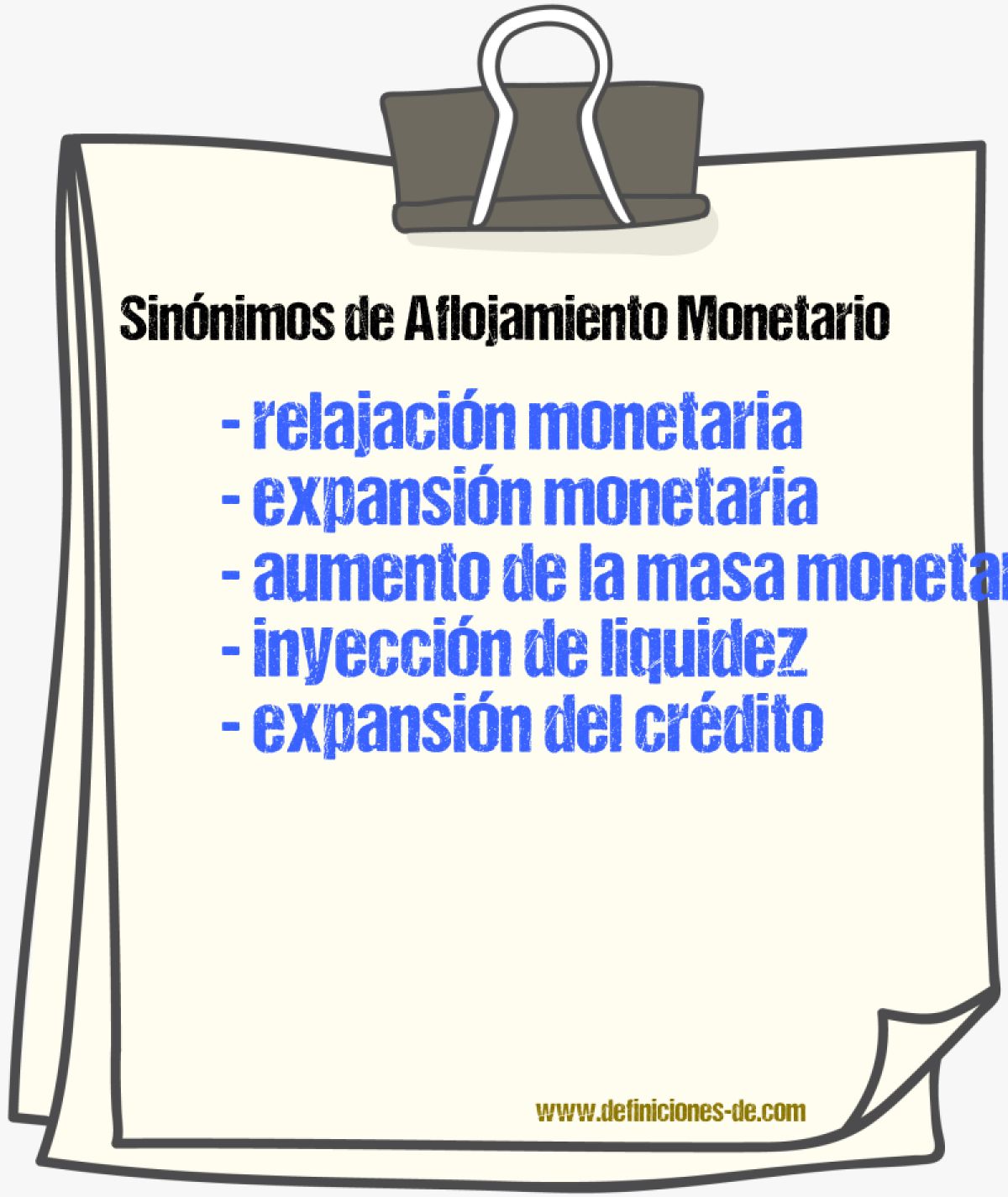 Sinónimos de aflojamiento monetario