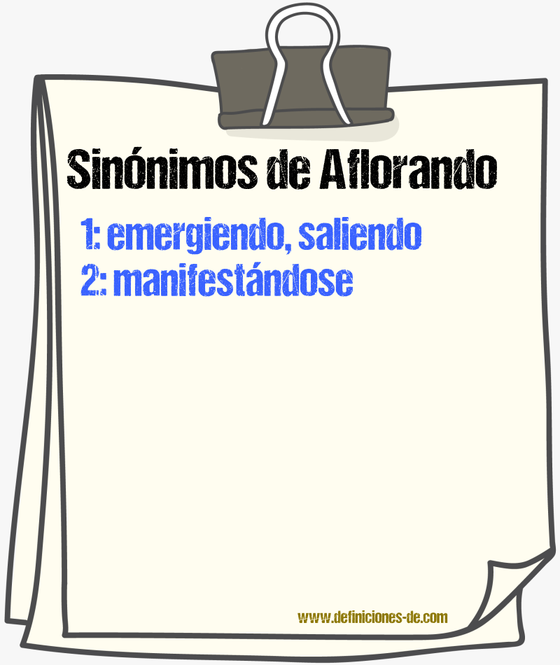 Sinónimos de aflorando