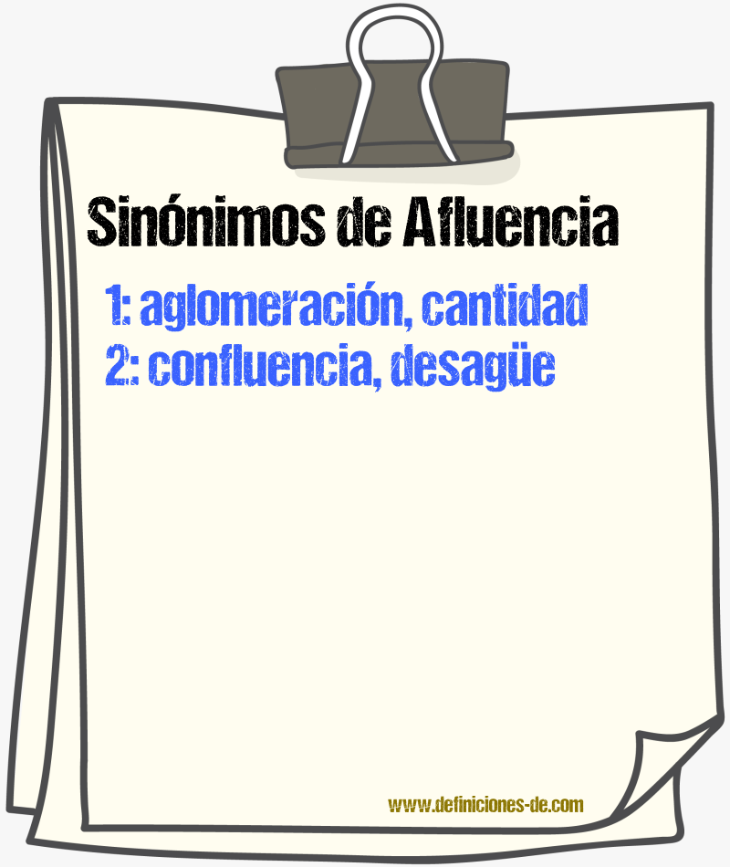 Sinnimos de afluencia