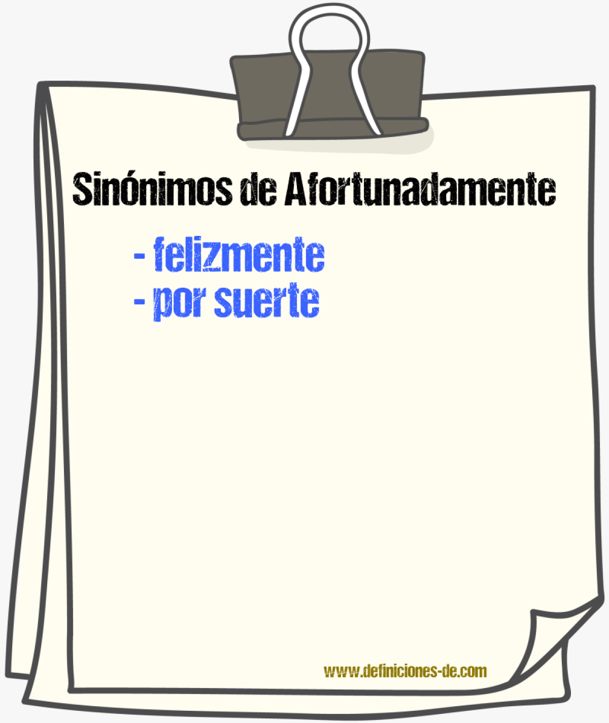 Sinnimos de afortunadamente