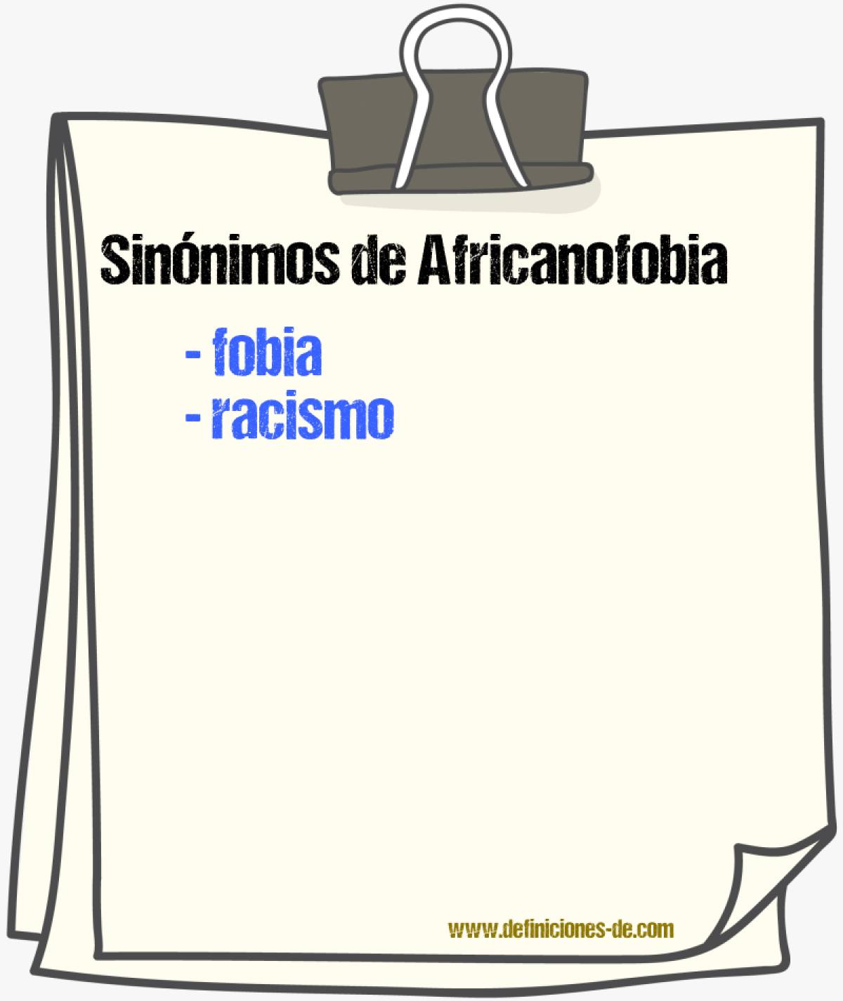 Sinnimos de africanofobia