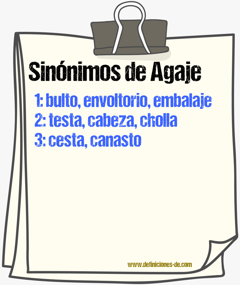 Sinnimos de agaje