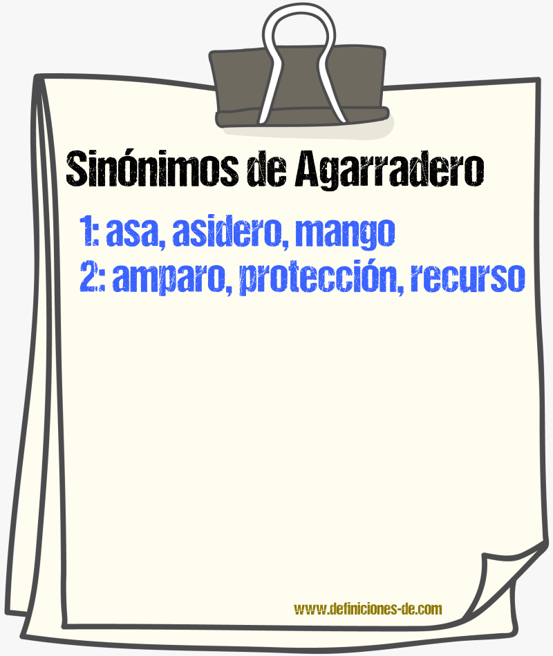 Sinnimos de agarradero