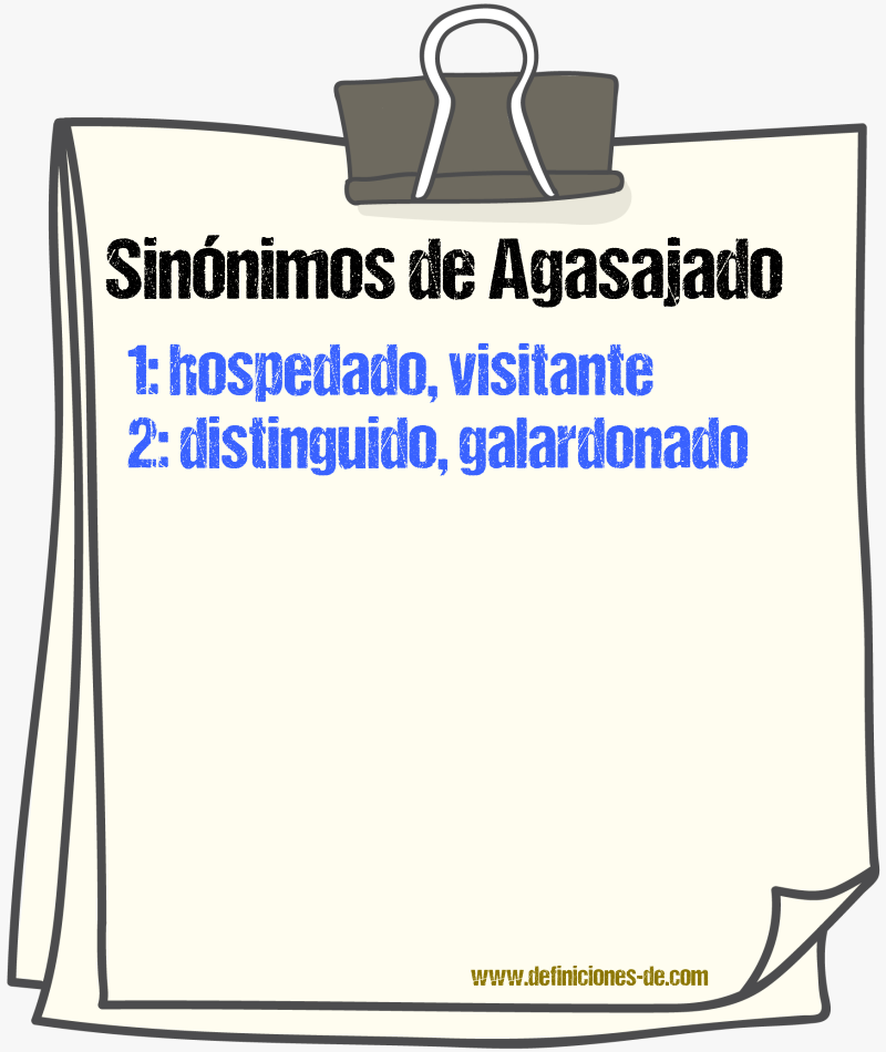 Sinnimos de agasajado