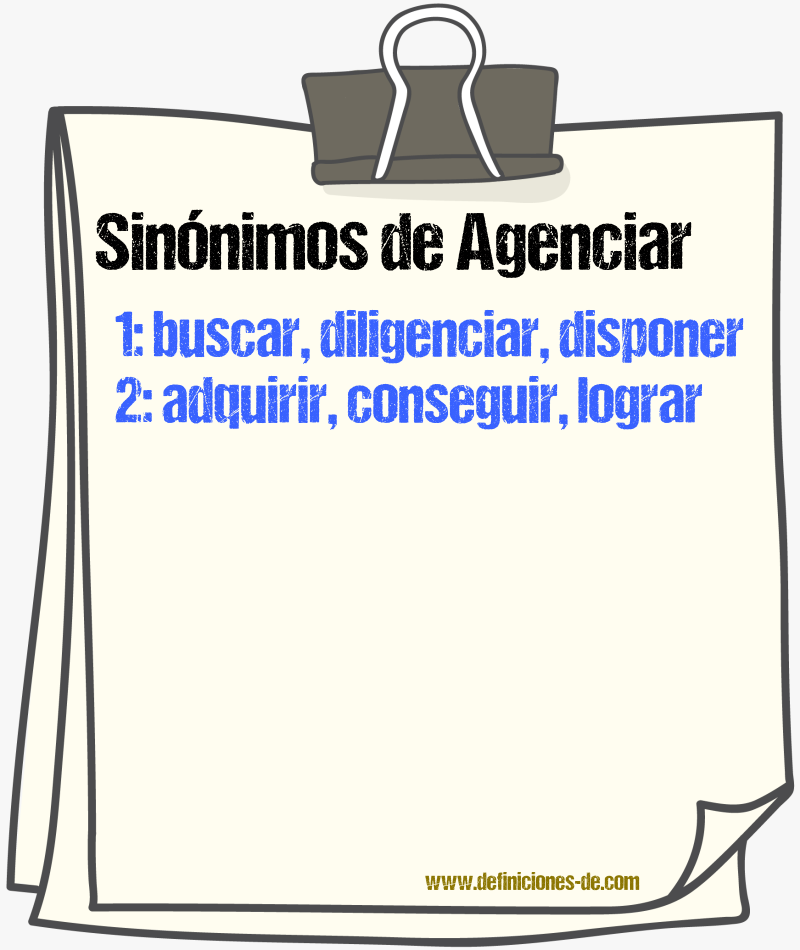 Sinnimos de agenciar