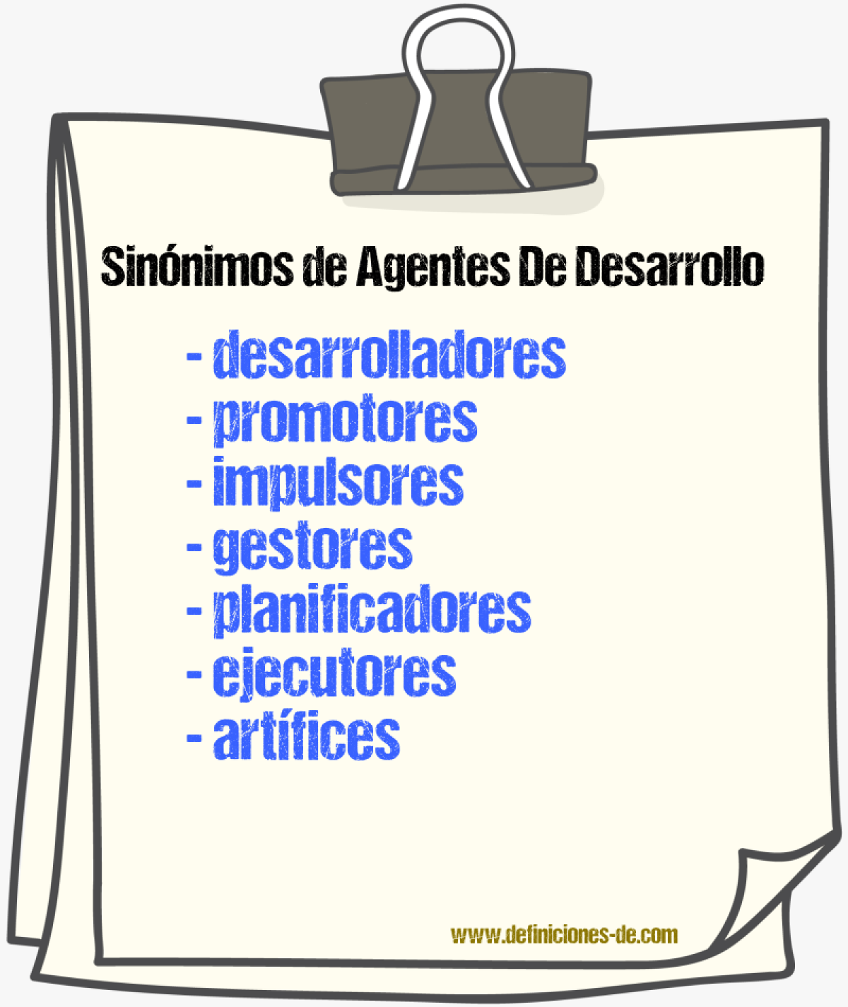 Sinónimos de agentes de desarrollo