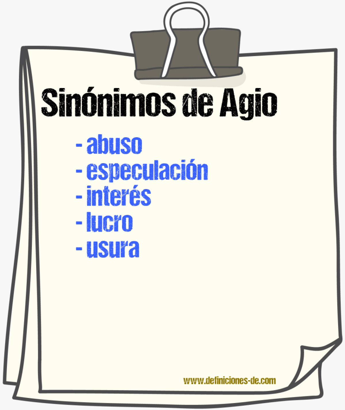 Sinnimos de agio