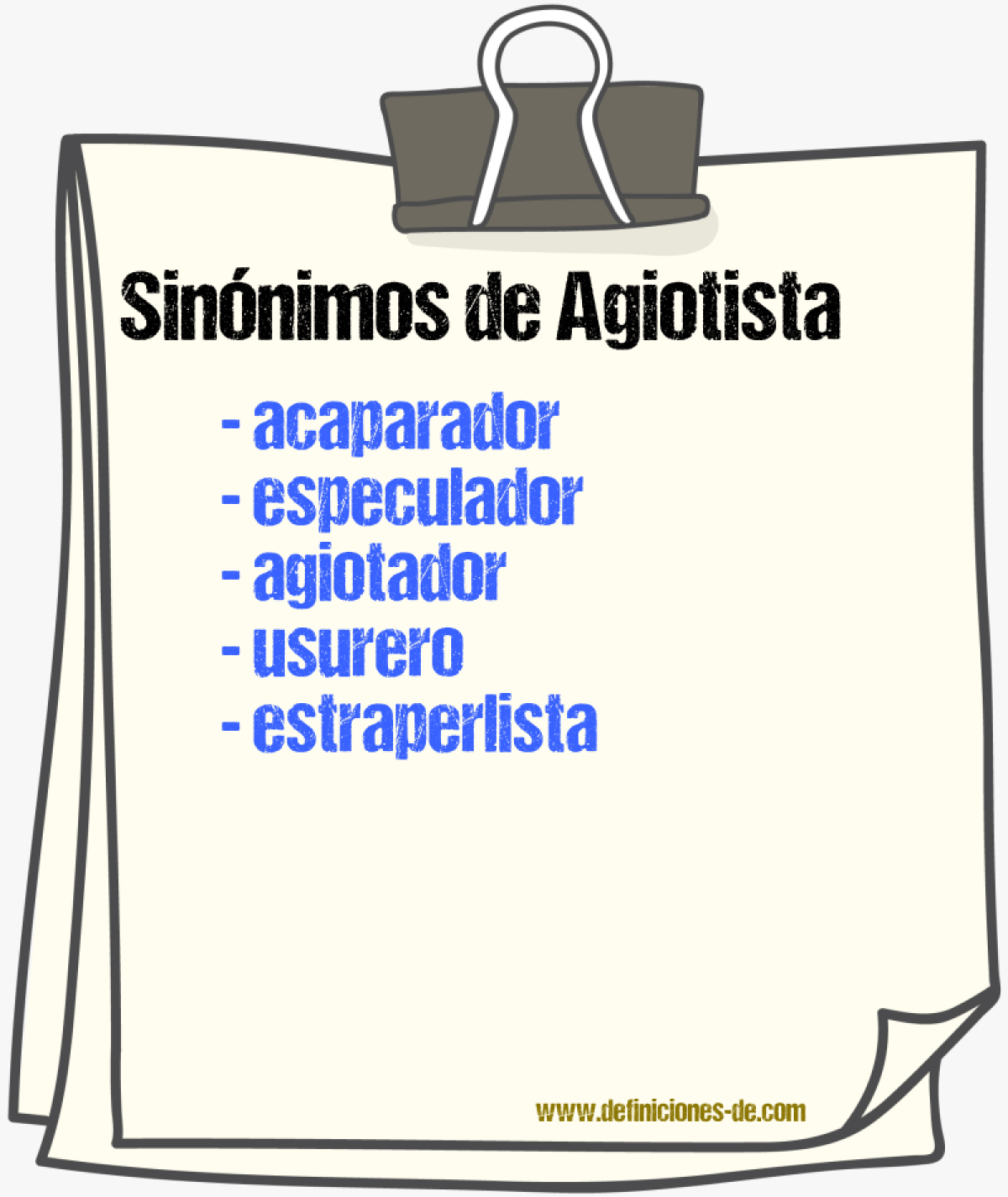 Sinnimos de agiotista