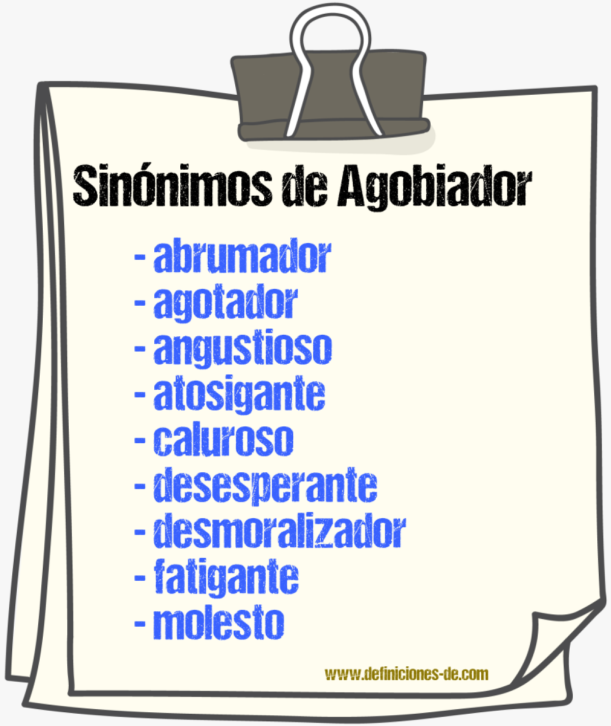 Sinnimos de agobiador