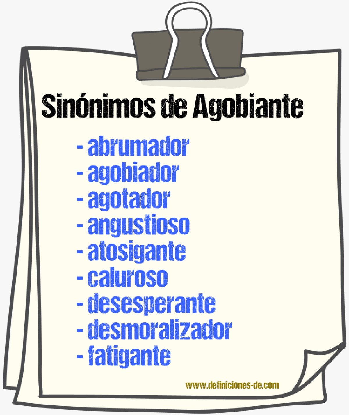 Sinnimos de agobiante