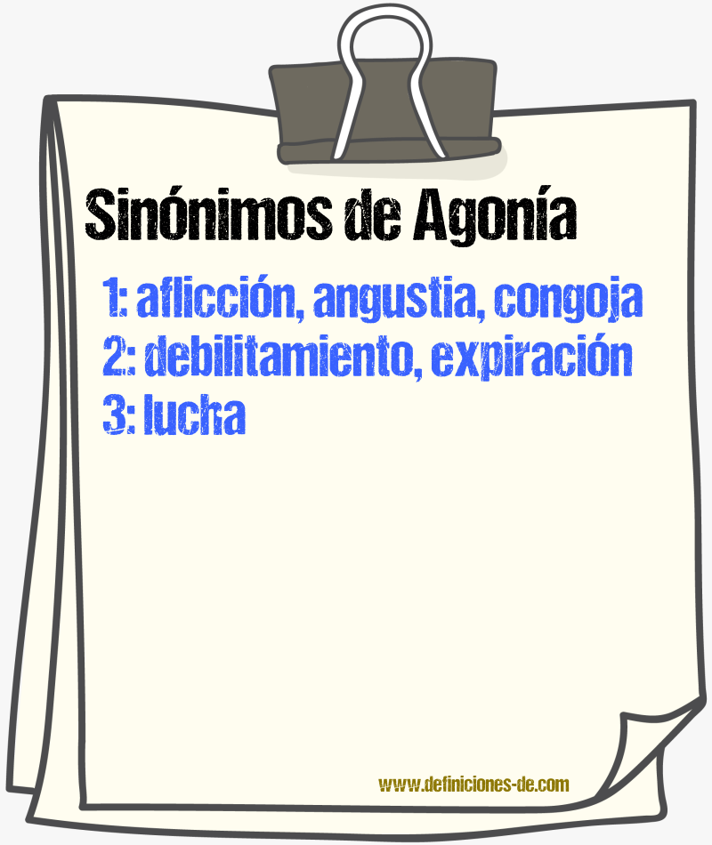 Sinnimos de agona