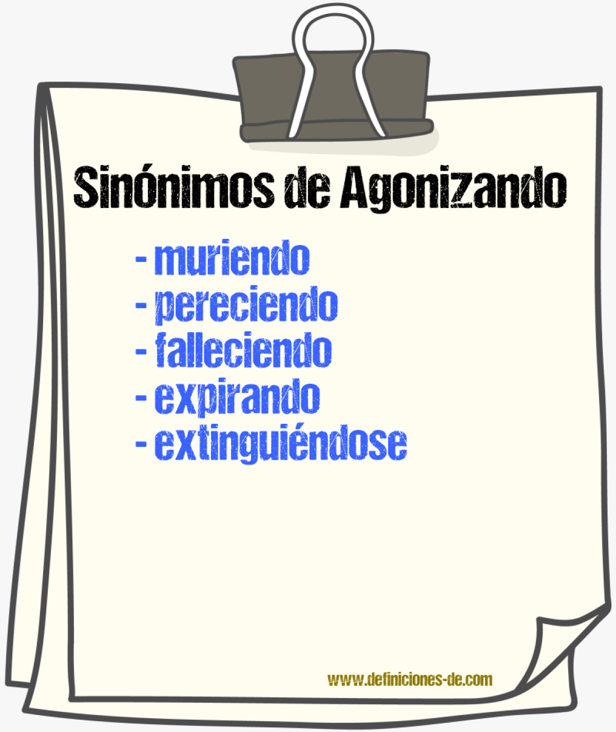 Sinónimos de agonizando
