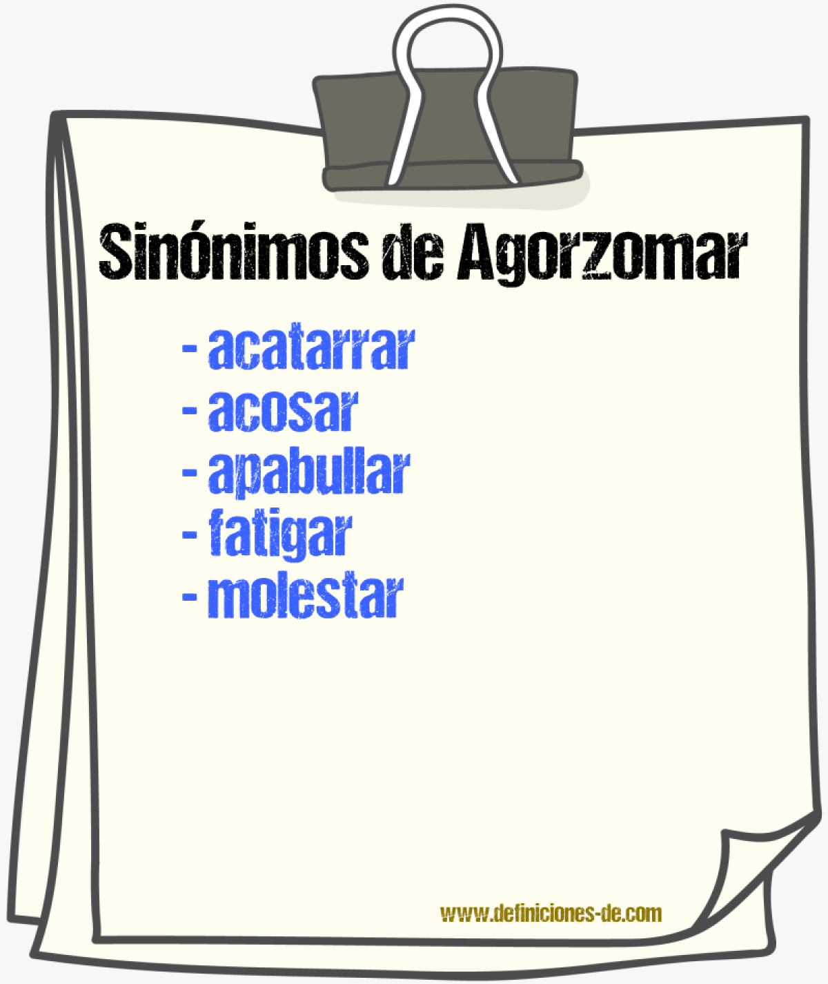 Sinnimos de agorzomar