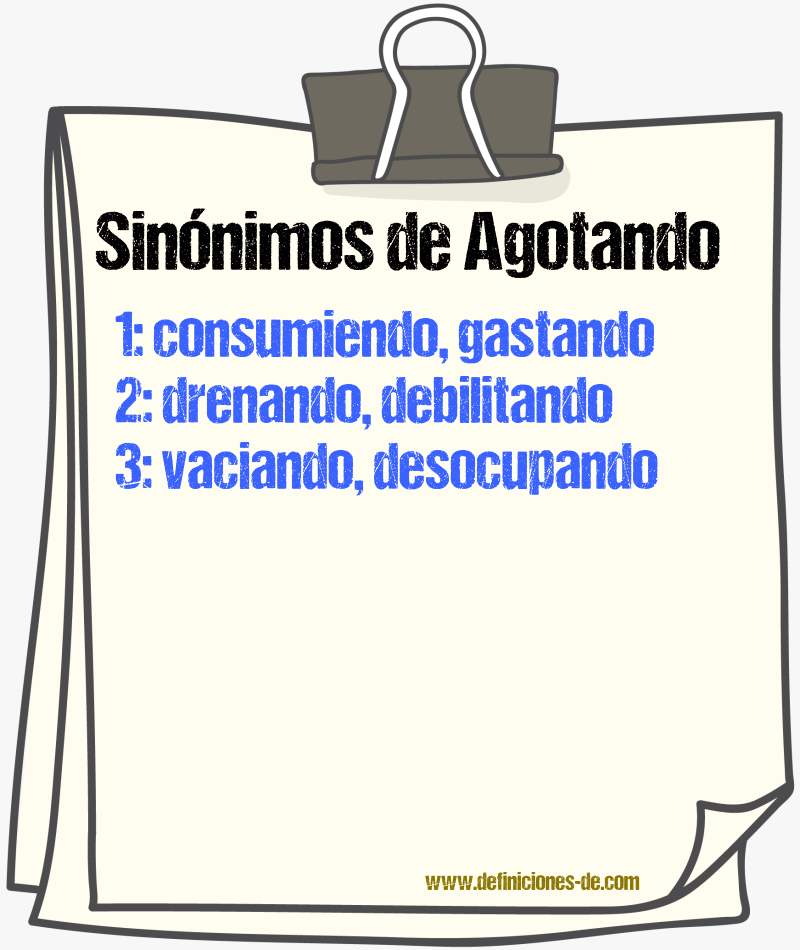 Sinónimos de agotando