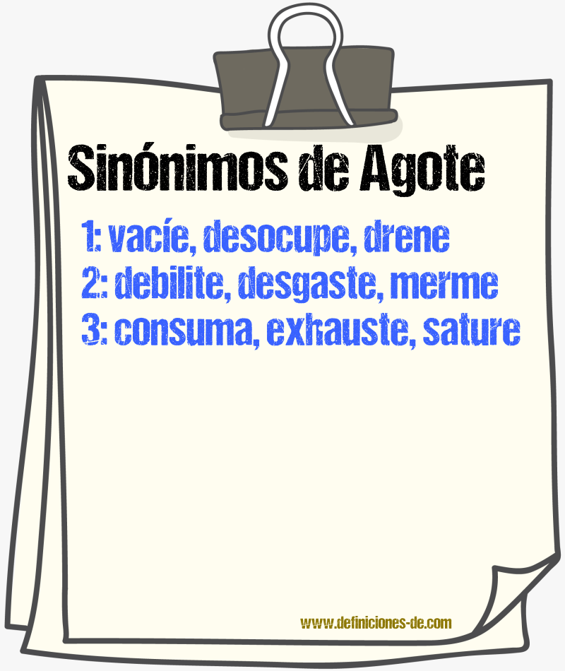 Sinónimos de agote