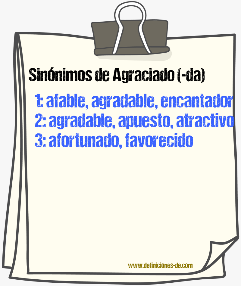 Sinnimos de agraciado