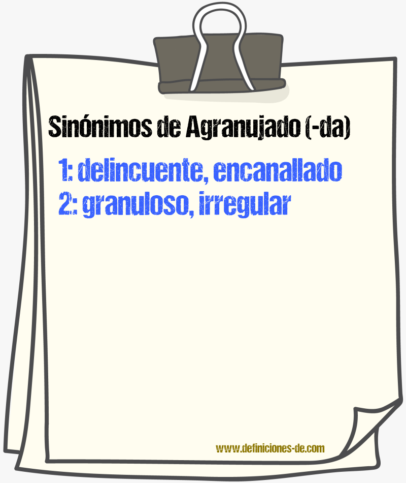 Sinnimos de agranujado