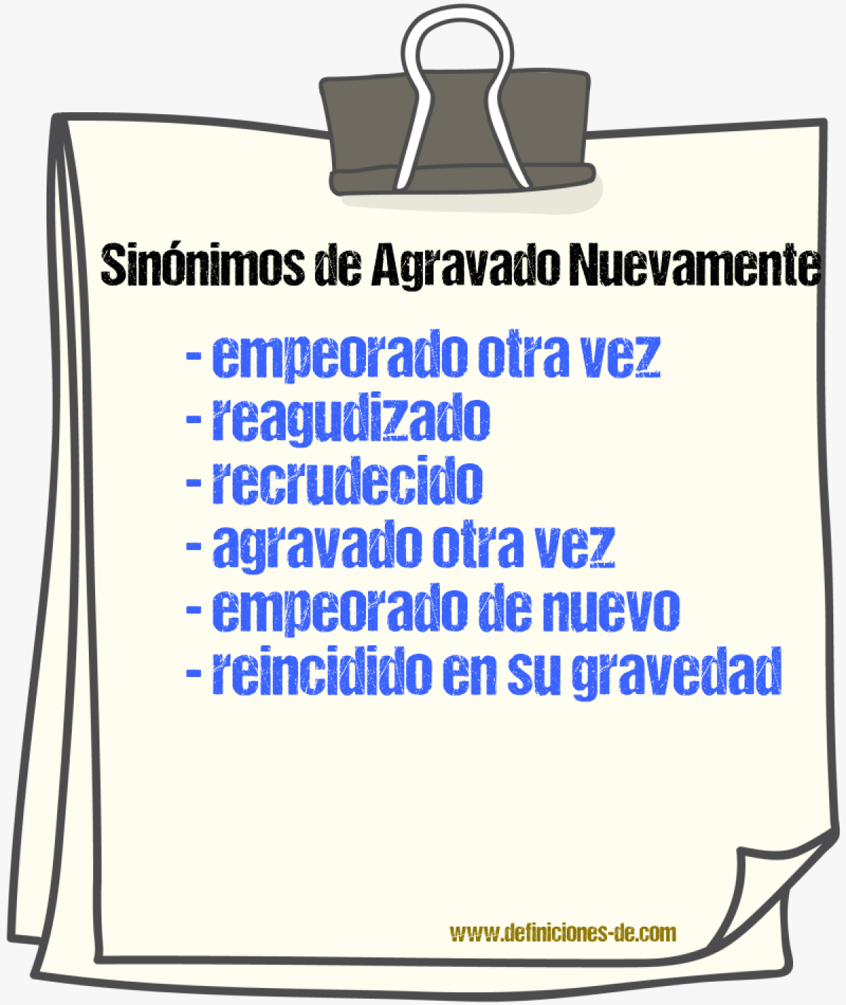 Sinónimos de agravado nuevamente