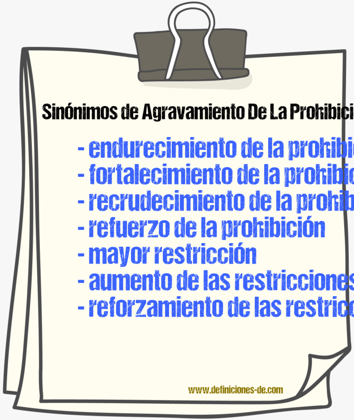 Sinónimos de agravamiento de la prohibición