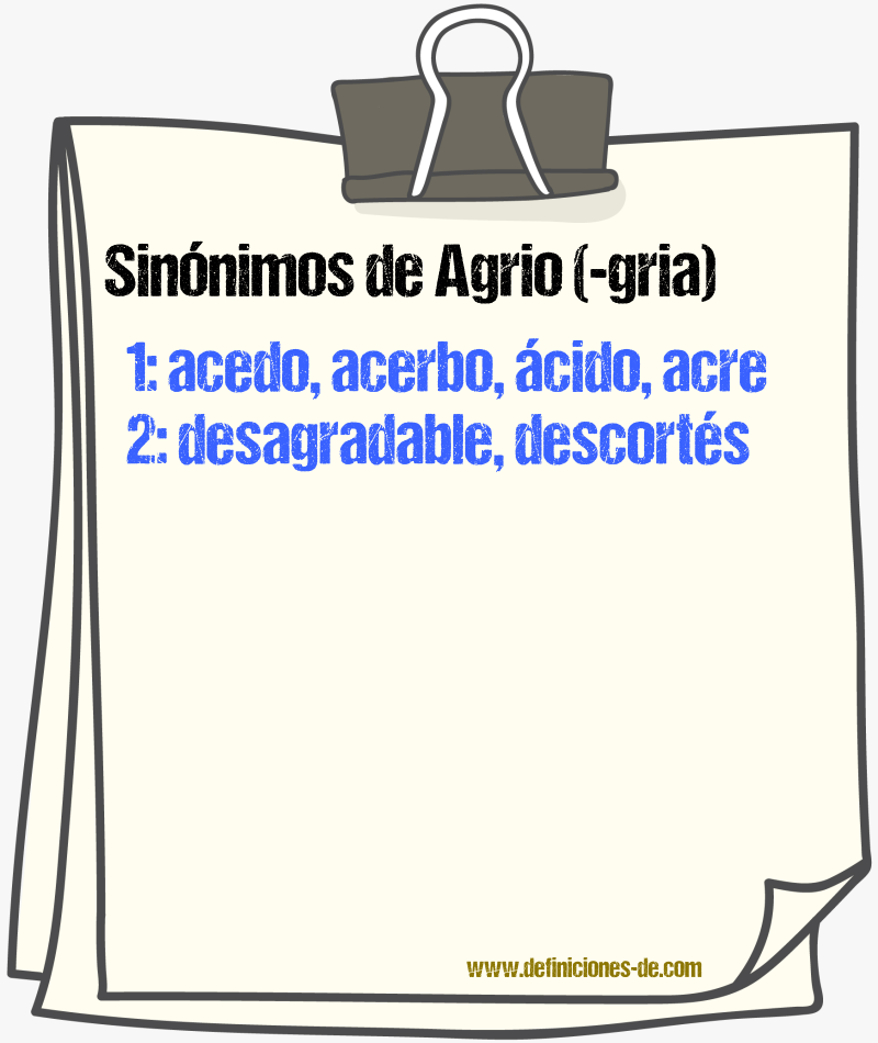 Sinnimos de agrio