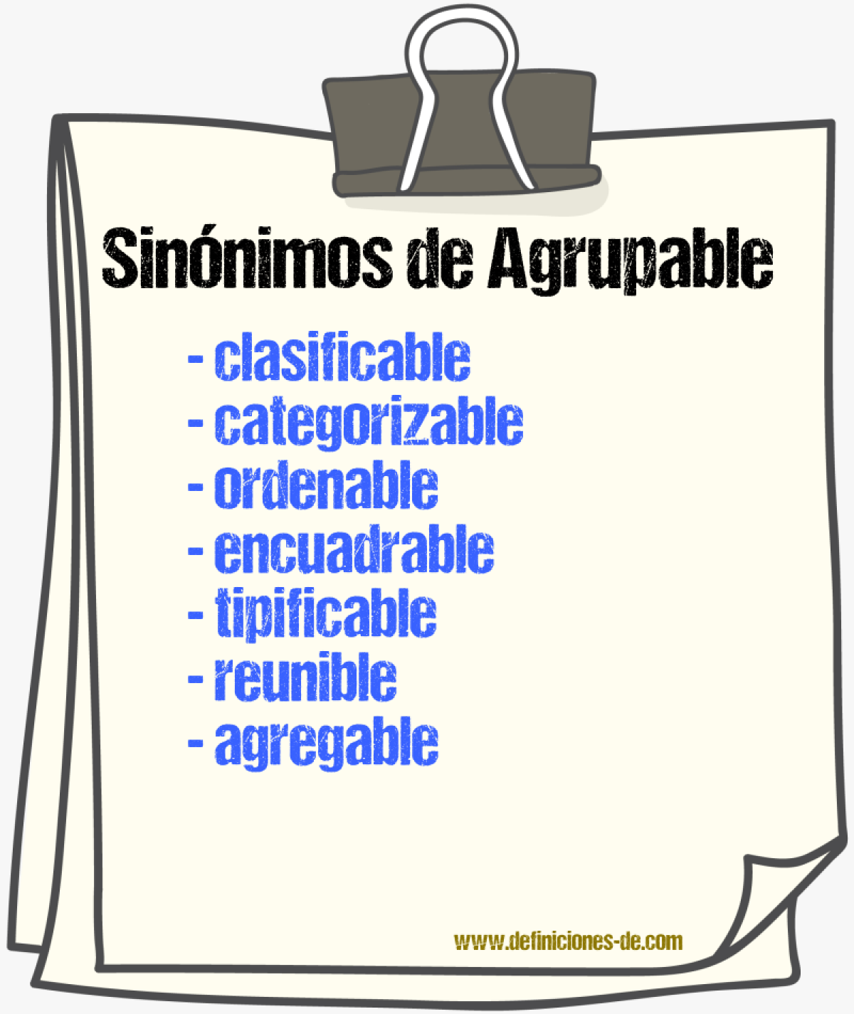 Sinónimos de agrupable