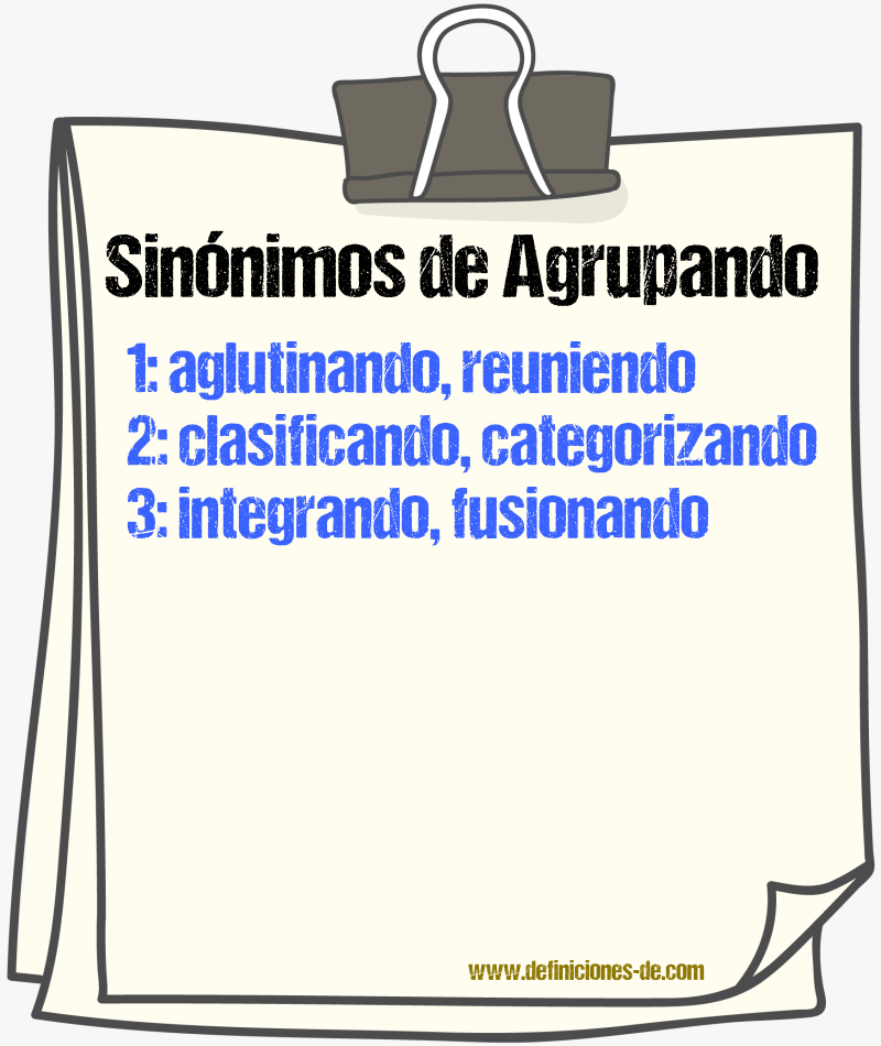Sinónimos de agrupando