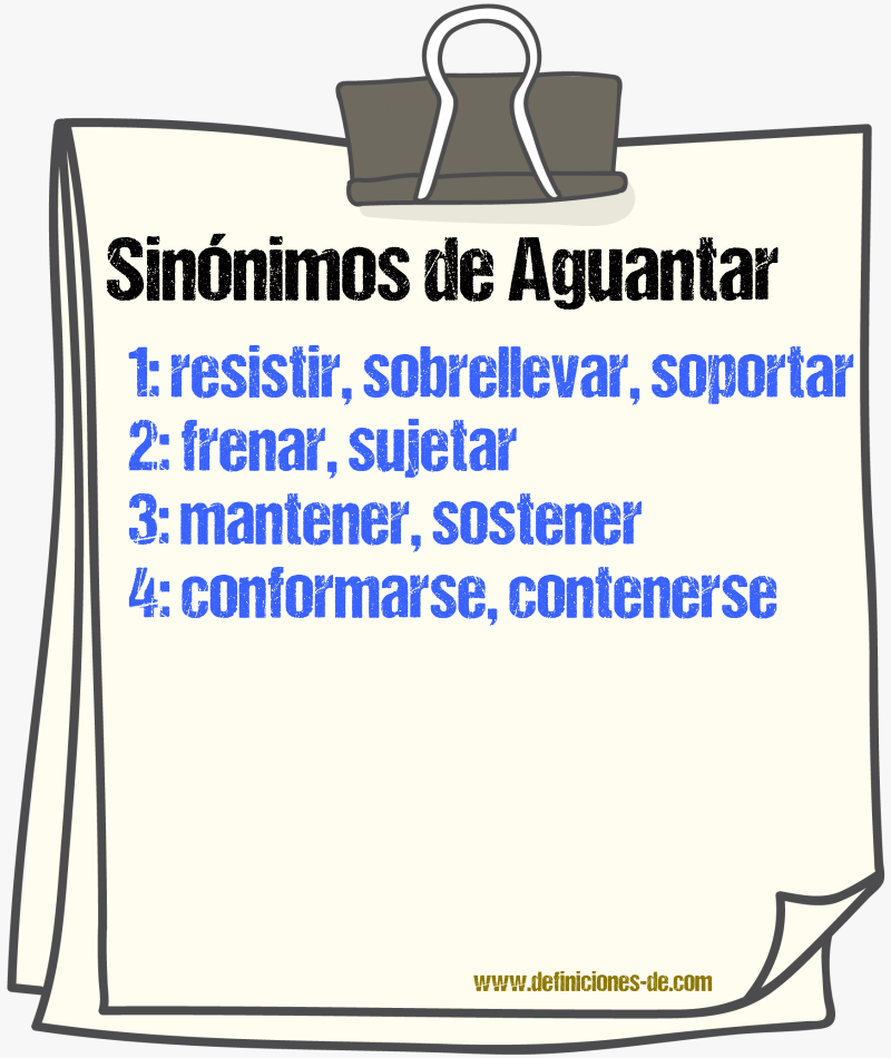 Sinnimos de aguantar