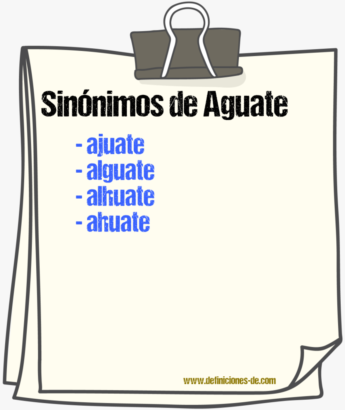 Sinnimos de aguate