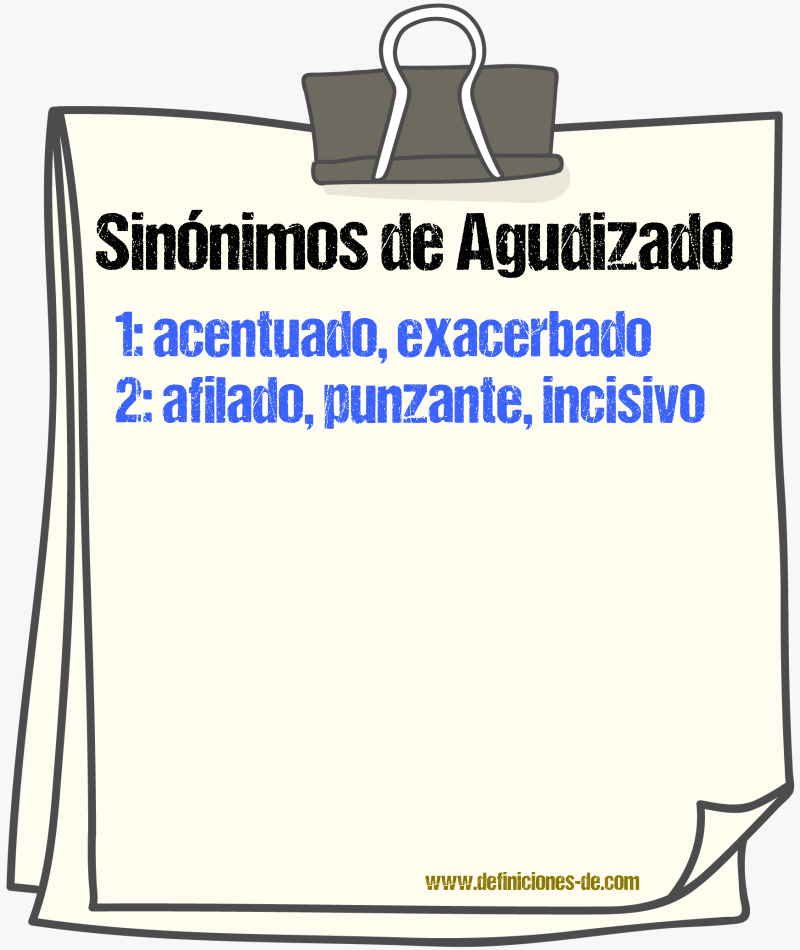 Sinónimos de agudizado