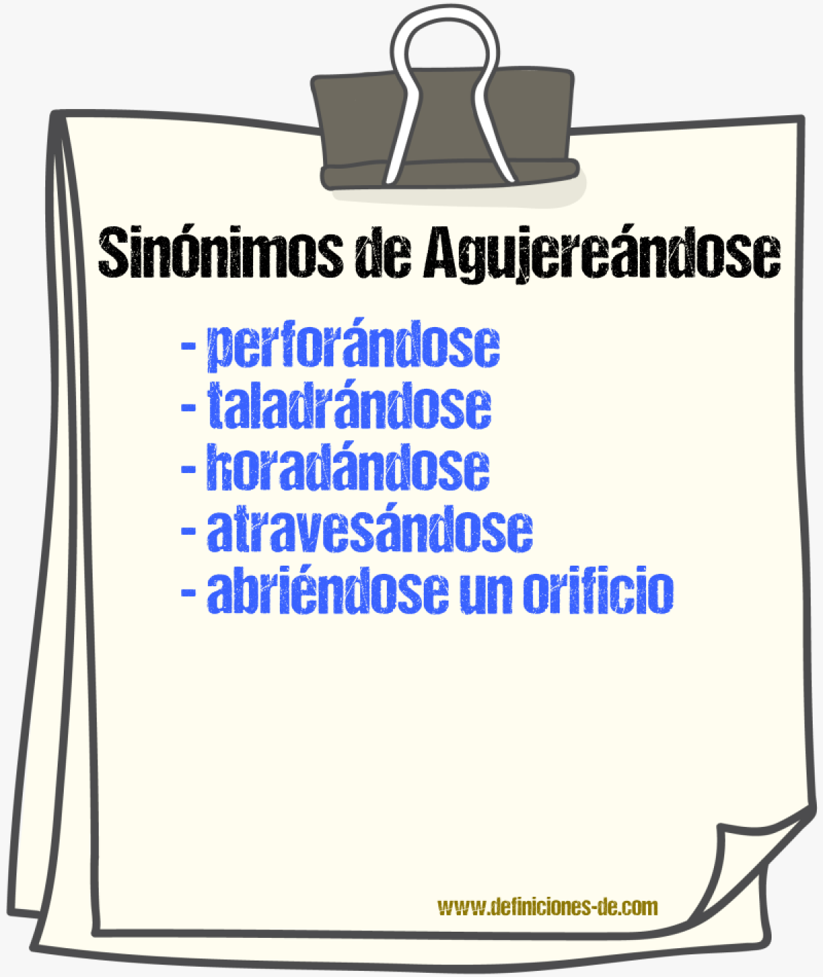 Sinónimos de agujereándose