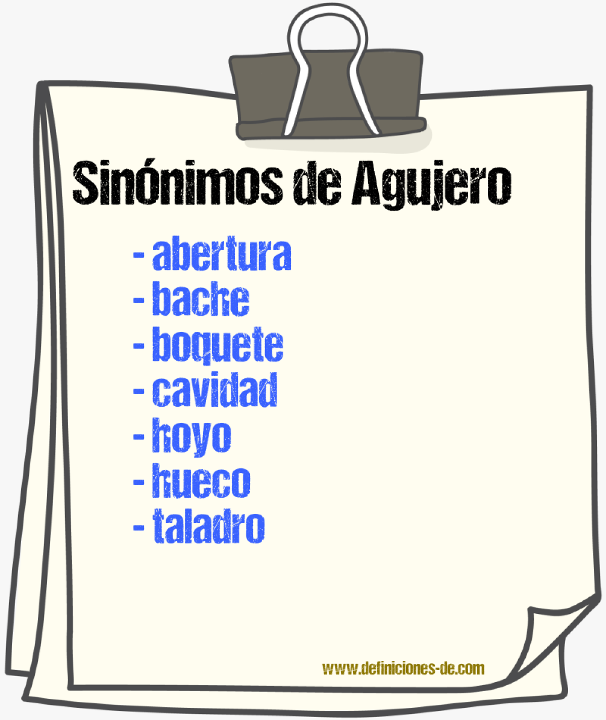 Sinnimos de agujero