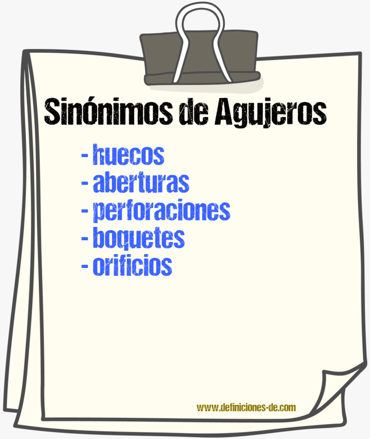 Sinónimos de agujeros