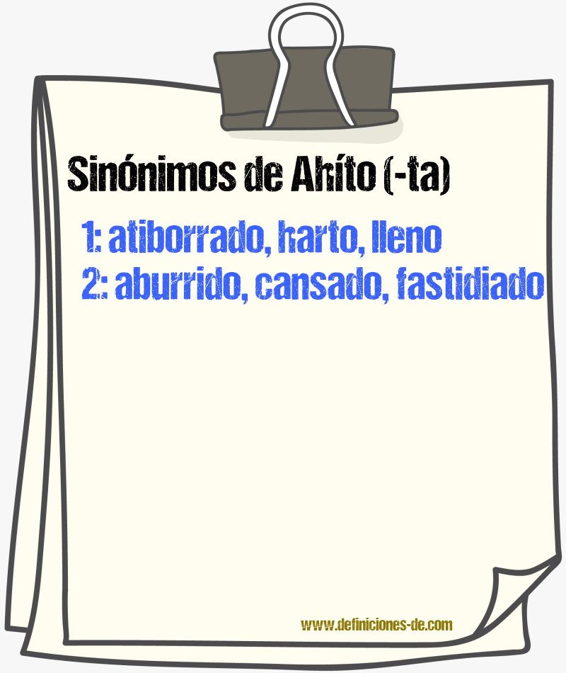 Sinnimos de ahto