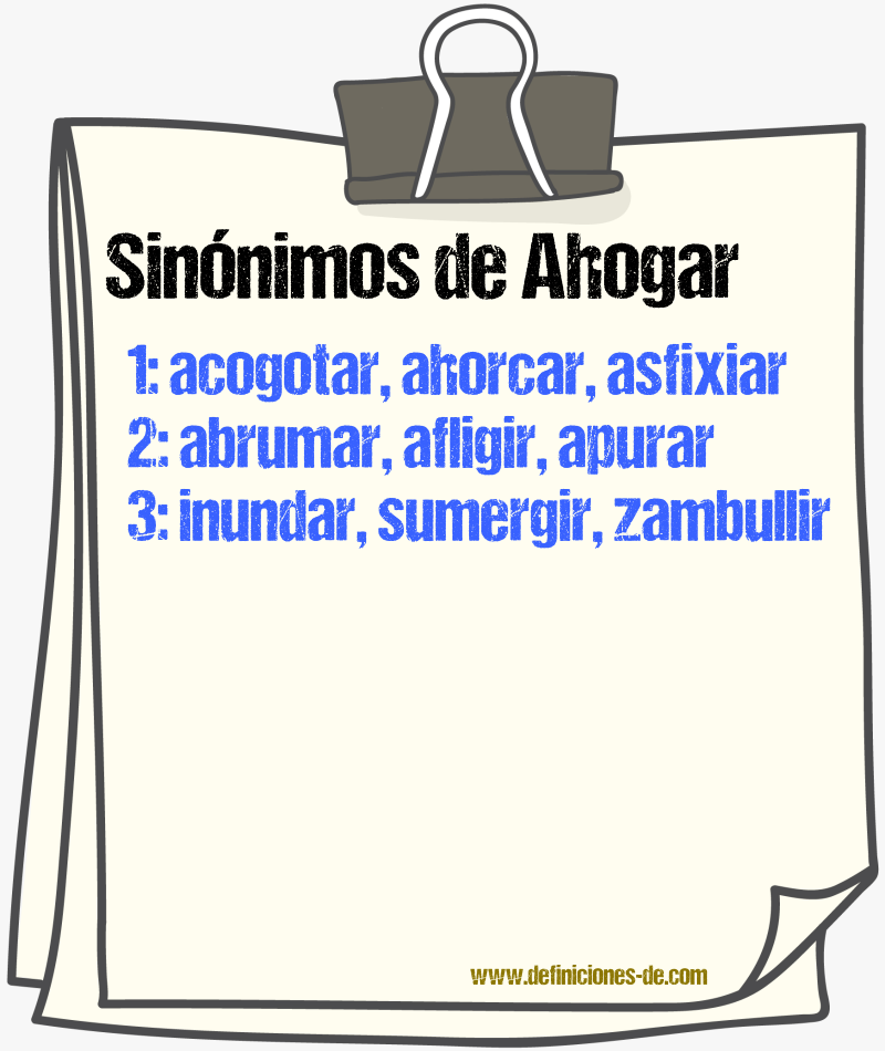 Sinnimos de ahogar