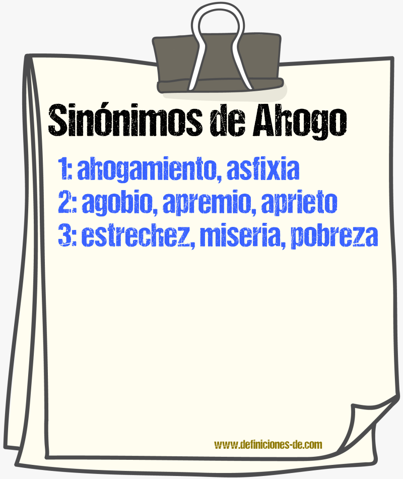 Sinnimos de ahogo