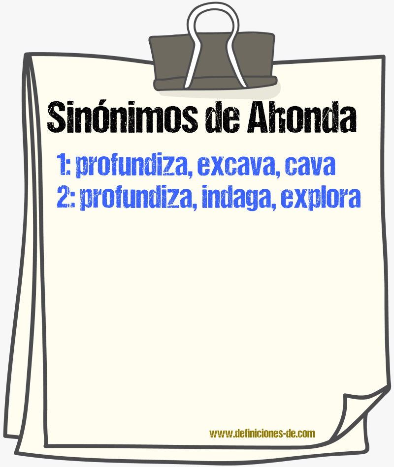 Sinónimos de ahonda