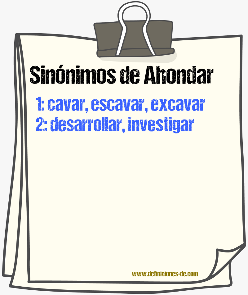 Sinnimos de ahondar