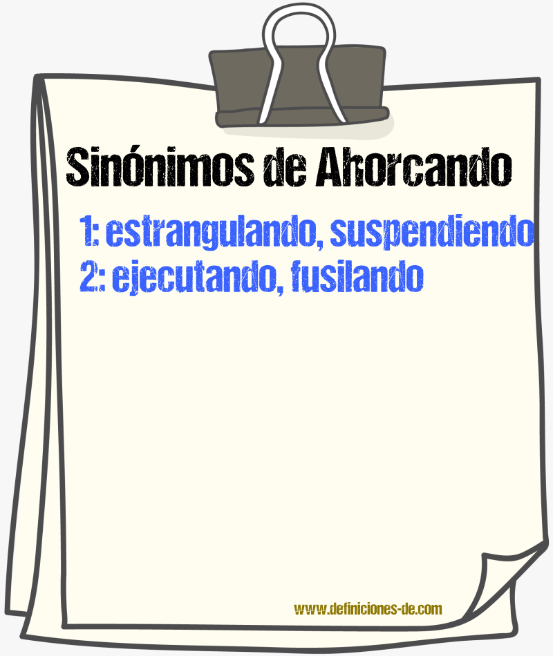 Sinónimos de ahorcando
