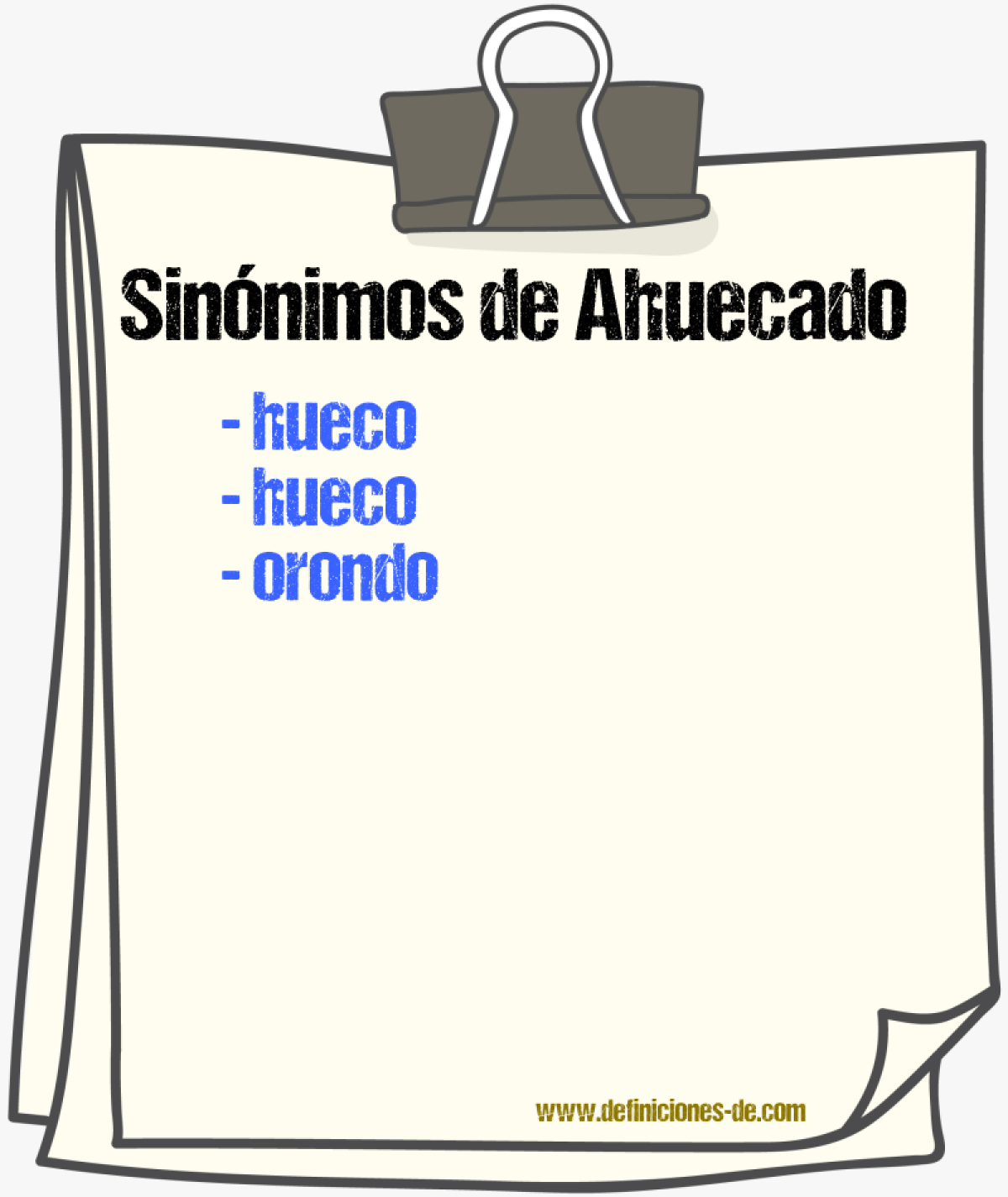 Sinnimos de ahuecado