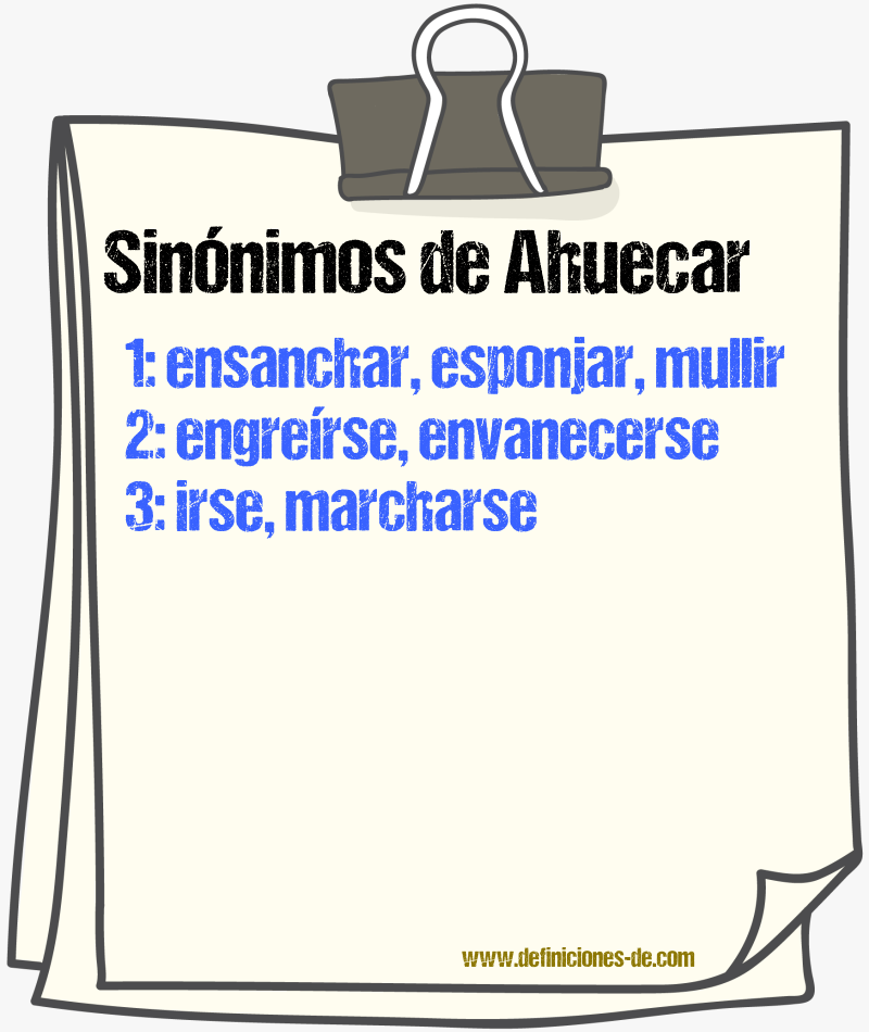 Sinnimos de ahuecar