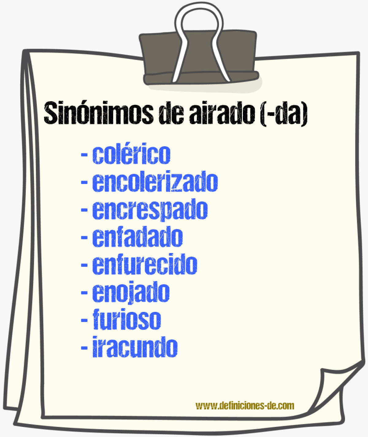 Sinnimos de airado