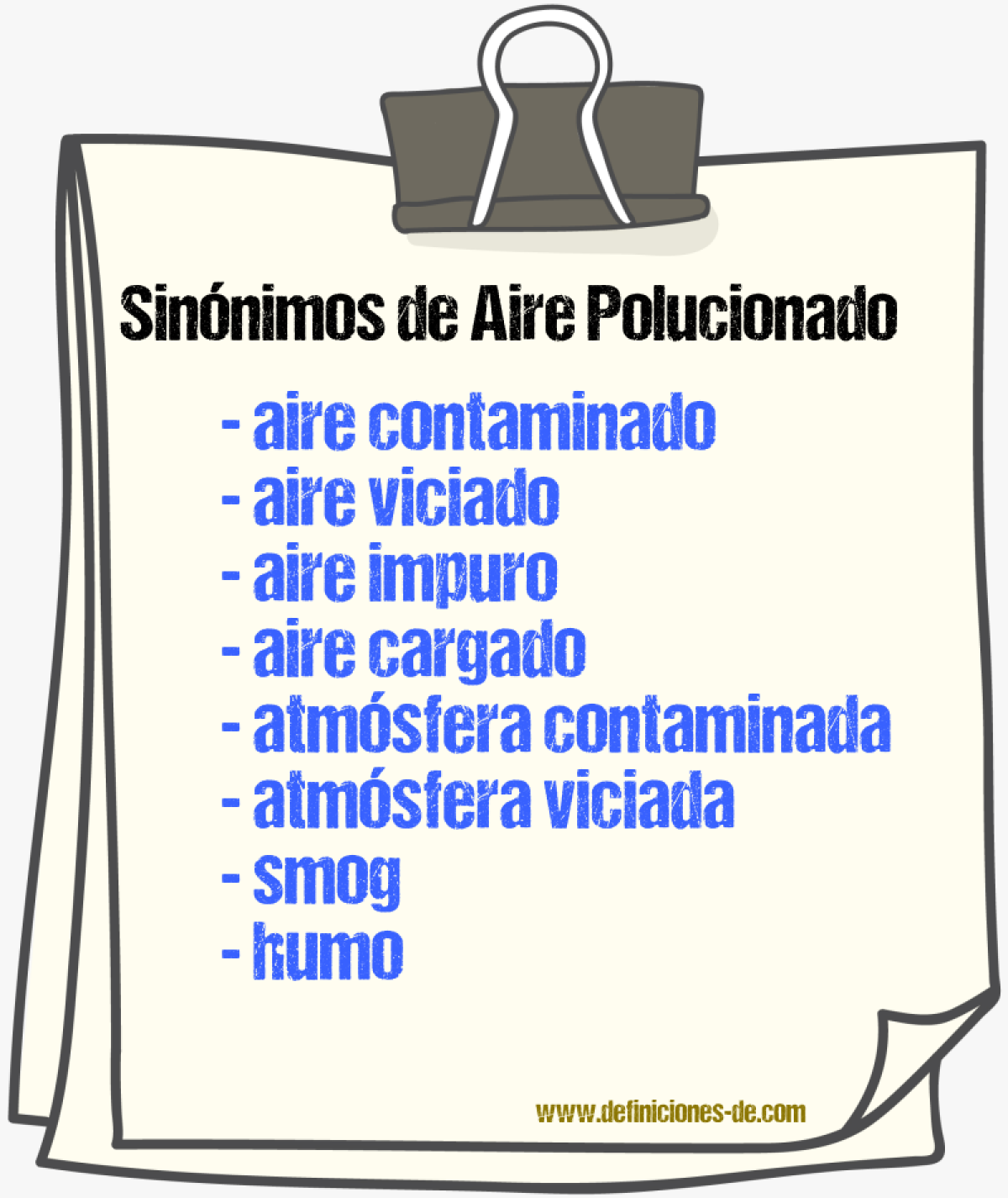 Sinónimos de aire polucionado