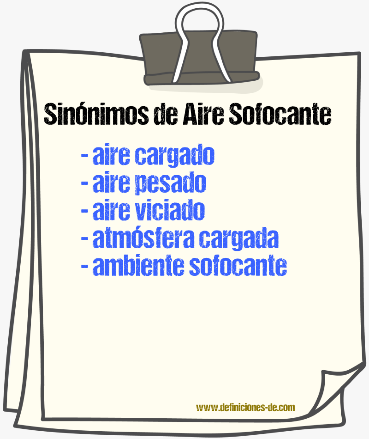 Sinónimos de aire sofocante